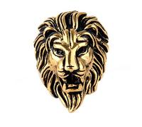 HIJONES Mens Stainless Steel Vintage Biker Domineering Roaring Lion King Animal Head Biker Rings Gold Black Size N 1/2