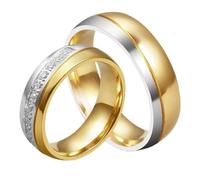 HIJONES Mens Womens Forever Love Series Stainless Steel 18k Gold Plated Wedding Bands for Couples