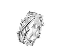 HIJONES Mens Womens Stainless Steel Branch Crown of Thorns Statement Ring Tree Vine Promise Wedding Band Silver Size S