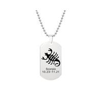 HIJONES Mens Womens Stainless Steel Constellation Engraved Necklace Peron Personalized Astrology Army Dog Tags Gold Scorpio