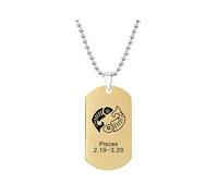 HIJONES Mens Womens Stainless Steel Constellation Engraved Necklace Peron Personalized Astrology Army Dog Tags Gold Pisces