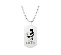HIJONES Mens Womens Stainless Steel Constellation Engraved Necklace Peron Personalized Astrology Army Dog Tags Silver virgo