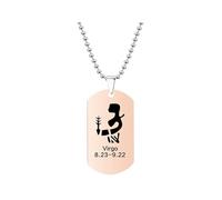 HIJONES Mens Womens Stainless Steel Constellation Engraved Necklace Peron Personalized Astrology Army Dog Tags Rose Gold virgo