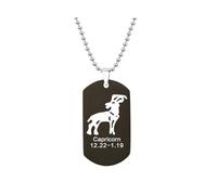 HIJONES Mens Womens Stainless Steel Constellation Engraved Necklace Peron Personalized Astrology Army Dog Tags Black Capricorn
