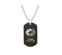 HIJONES Mens Womens Stainless Steel Constellation Engraved Necklace Peron Personalized Astrology Army Dog Tags Black Pisces