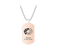 HIJONES Mens Womens Stainless Steel Constellation Engraved Necklace Peron Personalized Astrology Army Dog Tags Rose Gold Pisces
