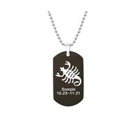 HIJONES Mens Womens Stainless Steel Constellation Engraved Necklace Peron Personalized Astrology Army Dog Tags Black Scorpio