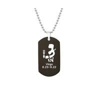HIJONES Mens Womens Stainless Steel Constellation Engraved Necklace Peron Personalized Astrology Army Dog Tags Black virgo
