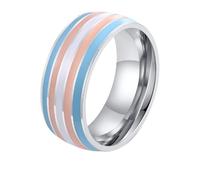 HIJONES Mens Womens Stainless Steel Enamel Rainbow Pride LGBT Ring Lesbian & Gay LGBTQ Pride Couple Wedding Engagement Band Style 5 Size L 1/2