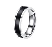 HIJONES Mens Womens Stainless Steel Eternal Enamel Promise Ring Epoxy Oil Drip Wedding Band Silver Black Size Y