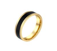 HIJONES Mens Womens Stainless Steel Minimalist Two Tone Enamel Flat Couple Wedding Ring Finger Jewellery Gold Style 1 Size 9