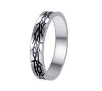 HIJONES Mens Womens Stainless Steel Minimalist Vine Plant Plain Signet Ring 4MM Flat Wedding Band Silver Size P 1/2