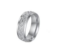 HIJONES Mens Womens Stainless Steel Personalized Sandblasted Lattice Dome Statement Ring Comfit Beveled Edge 8MM Width Pinky Band Silver Size P 1/2