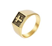 HIJONES Mens Womens Stainless Steel Prayer Cross Signet Ring Blessing Lucky Biker Finger Band Jewellery Gold Size S