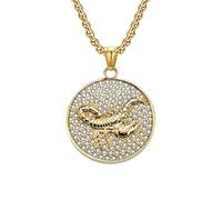 HIJONES Mens Womens Stainless Steel Trendy Round Micro Pave CZ Constellation Pendant Zodiac Horoscope Necklace Gold Scorpio