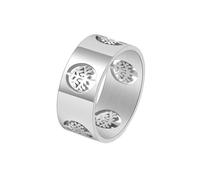 HIJONES Men's Womens Stainless Steel Trendy Tree of Life Hollow Ring 8MM Polised Wedding Engagement Biker Titanium Band Silver Size P 1/2