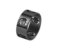 HIJONES Men's Womens Stainless Steel Trendy Tree of Life Hollow Ring 8MM Polised Wedding Engagement Biker Titanium Band Black Size P 1/2