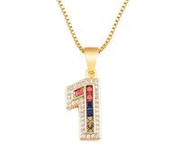 HIJONES Number Pendant Necklace with Multicolor Gemstones Elegant Jewelry for Women for Birthday Anniversary 1