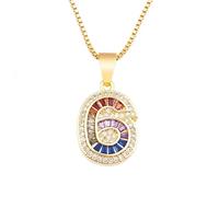HIJONES Number Pendant Necklace with Multicolor Gemstones Elegant Jewelry for Women for Birthday Anniversary 6