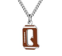 HIJONES Rugby 26 Letter Alphabet Pendant Necklace for Women Men Stainless Steel Personalized Initial First Name Jewelry Q