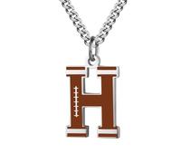 HIJONES Rugby 26 Letter Alphabet Pendant Necklace for Women Men Stainless Steel Personalized Initial First Name Jewelry H