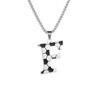 HIJONES Soccer 26 Letter Alphabet Pendant Necklace for Women Men Stainless Steel Initial First Name Jewelry F