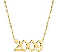 HIJONES Stainless Steel Birth Year Necklace for Men Women Boys Girls Number Pendant Necklace Birthday Gifts Charm Gold 2009