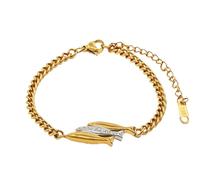 HIJONES Stainless Steel Women's Dainty Triple Koi Fish Bracelet | Cuban Link Chain, Adjustable Bangle with Extension 17+5cm, Statement Jewelry, Everyday Wear, for Mom and Sister, Gift Ideas