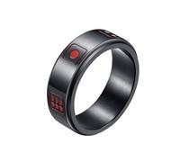 HIJONES Unisex Stainless Steel 8MM Happy Dice Turnable Ring Gamble Rings Black Red Size U