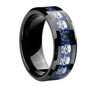 HIJONES Unisex Stainless Steel Carbide Fiber Celtic Skull Ring Black Wedding Biker Band for Teens Size U