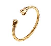 HIJONES Unisex Stainless Steel Hip Hop Fist Open Twisted Stacked Cable Wire Bangle Adjustable Cuff Bracelet Gold