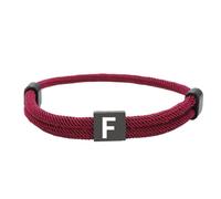 HIJONES Unisex Stainless Steel Multicolor Rope Bracelet 26 Alphabet Letters Black Engraved Custom Adjustable Braided Bracelets Red F