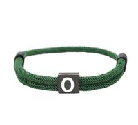 HIJONES Unisex Stainless Steel Multicolor Rope Bracelet 26 Alphabet Letters Black Engraved Custom Adjustable Braided Bracelets Green O