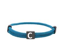 HIJONES Unisex Stainless Steel Multicolor Rope Bracelet 26 Alphabet Letters Black Engraved Custom Adjustable Braided Bracelets Blue C