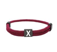 HIJONES Unisex Stainless Steel Multicolor Rope Bracelet 26 Alphabet Letters Black Engraved Custom Adjustable Braided Bracelets Red X