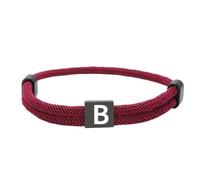 HIJONES Unisex Stainless Steel Multicolor Rope Bracelet 26 Alphabet Letters Black Engraved Custom Adjustable Braided Bracelets Red B