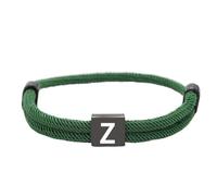 HIJONES Unisex Stainless Steel Multicolor Rope Bracelet 26 Alphabet Letters Black Engraved Custom Adjustable Braided Bracelets Green Z