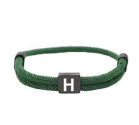 HIJONES Unisex Stainless Steel Multicolor Rope Bracelet 26 Alphabet Letters Black Engraved Custom Adjustable Braided Bracelets Green H