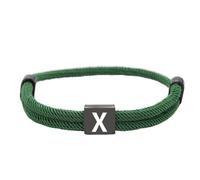 HIJONES Unisex Stainless Steel Multicolor Rope Bracelet 26 Alphabet Letters Black Engraved Custom Adjustable Braided Bracelets Green X