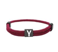 HIJONES Unisex Stainless Steel Multicolor Rope Bracelet 26 Alphabet Letters Black Engraved Custom Adjustable Braided Bracelets Red Y