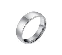 HIJONES Unisex Stainless Steel Simple 18K Pipe Plain Glossy Ring Wedding Promised Hand Jewellery 6MM-Silver Size W