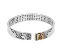 HIJONES Unisex Stainless Steel Zodiac Buddha Birthday Bracelet Open Six Words of Truth Lucky Heart Love Bangle Wristhand Ox
