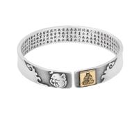 HIJONES Unisex Stainless Steel Zodiac Buddha Birthday Bracelet Open Six Words of Truth Lucky Heart Love Bangle Wristhand Pig