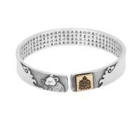 HIJONES Unisex Stainless Steel Zodiac Buddha Birthday Bracelet Open Six Words of Truth Lucky Heart Love Bangle Wristhand RAT