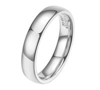 HIJONES Unisex Tungsten Steel Curved Glossy Ring Promised Wedding Couple Band 4MM-Silver Size S