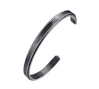 HIJONES Unisex's Stainless Steel Grey Bangle Cuff Bracelet for Women and Men Diameter 61mm
