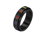 HIJONES Unisexs Stainless Steel Rainbow Turnable Ring Gay Lesbians Pride Jewellery LGBT Anxiety for Men Women Black Size W