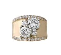 HIJONES Women Gold Tone Paved Accents Statement Ring | Wedding Promise,Jewelry Gift,Stainless Steel,Wide Band,Round White,Cheap Stuff,Personalised