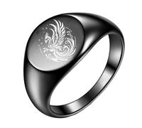 HIJONES Women Men's Animal Phoenix Stainless Steel Ring Vintage Minimalist Personalized Hip Hop Jewelry Black Size N 1/2