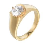HIJONES Women Men's Cubic Zirconia Ring for Stainless Steel Gemstone Personalized Wedding Jewelry Gold White Size P 1/2